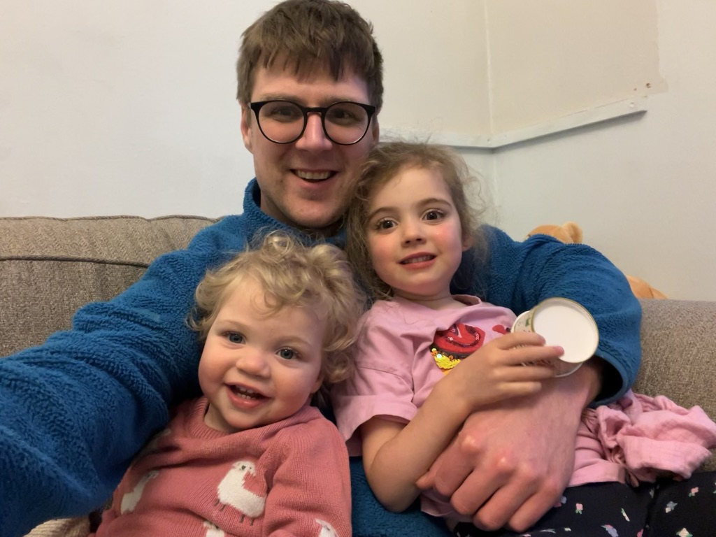 Andy with his daughters Molly and Rosie